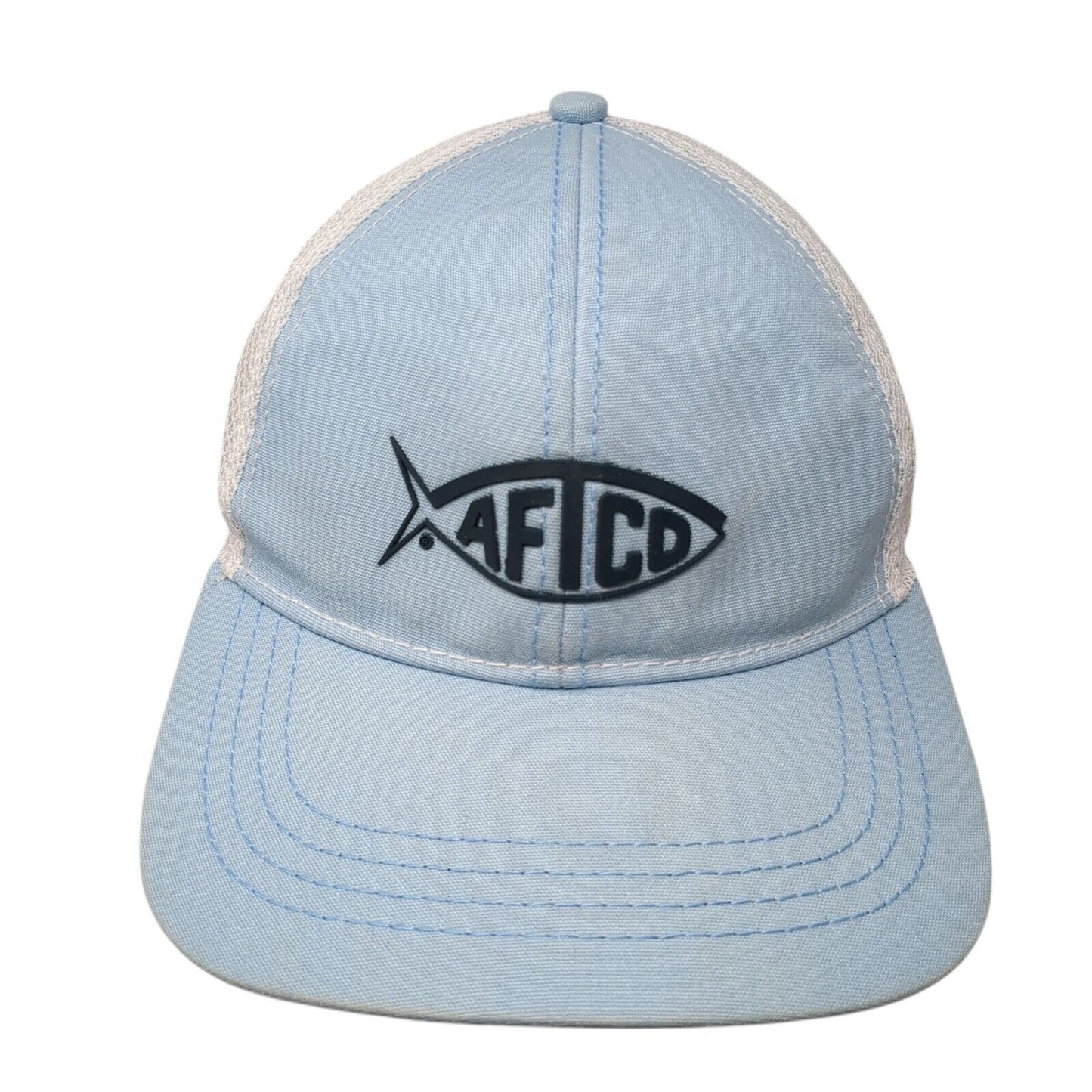 AFTCO Strapback Trucker HatBlue One Size Adjustable Embroidered Mesh Back