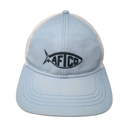 AFTCO Strapback Trucker HatBlue One Size Adjustable Embroidered Mesh Back