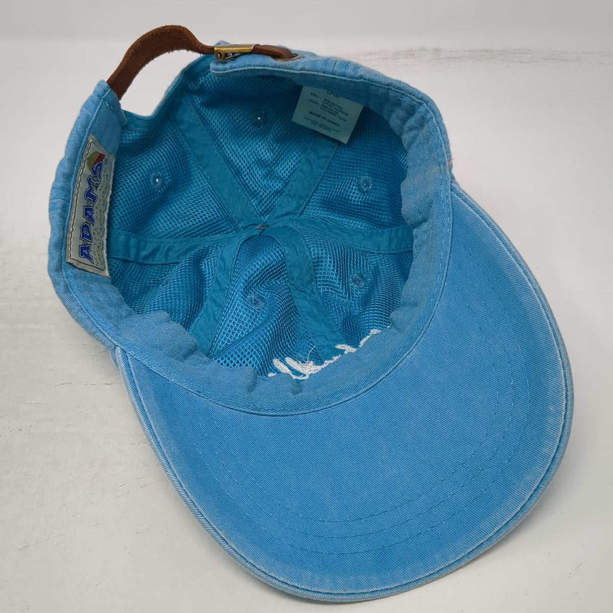 Adams Baseball Cap Blue OSFM Nashville Embroidery Leather Slideback Strap Hat