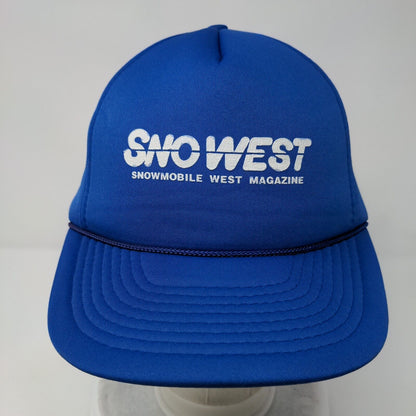Sno West Snowmobile West Magazine Snapback Hat Blue OSFA Adjustable Rope