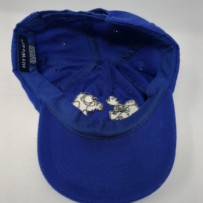 Hit Wear Strapback Hat Blue One Size Adjustable Embroidered 6 Panel Polyester