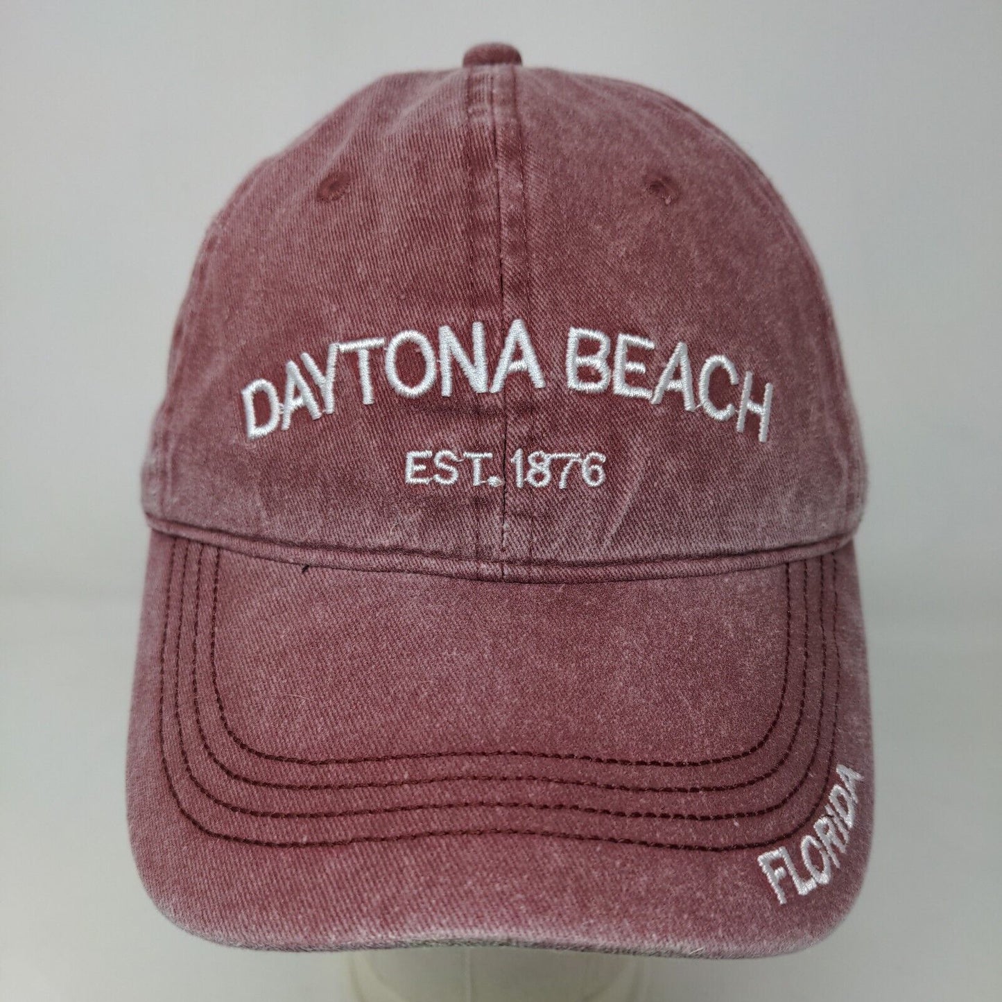 Unbranded Men's Strapback Hat Red Size OS Embroidered Daytona Beach, FL Cotton