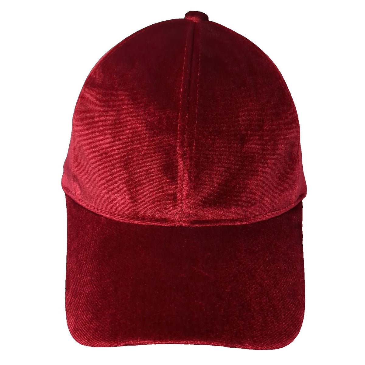 Red Velvet Baseball Cap Hat One Size Adjustable Strapback Textured Solid 6-Panel