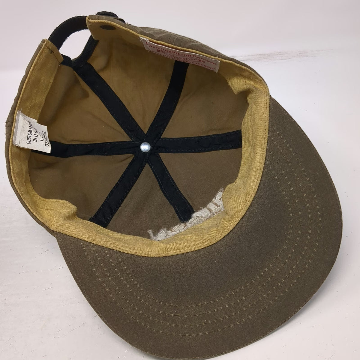 Filson Baseball Cap Brown L-XXL Waxed Cotton Leather Strapback Made in USA Hat