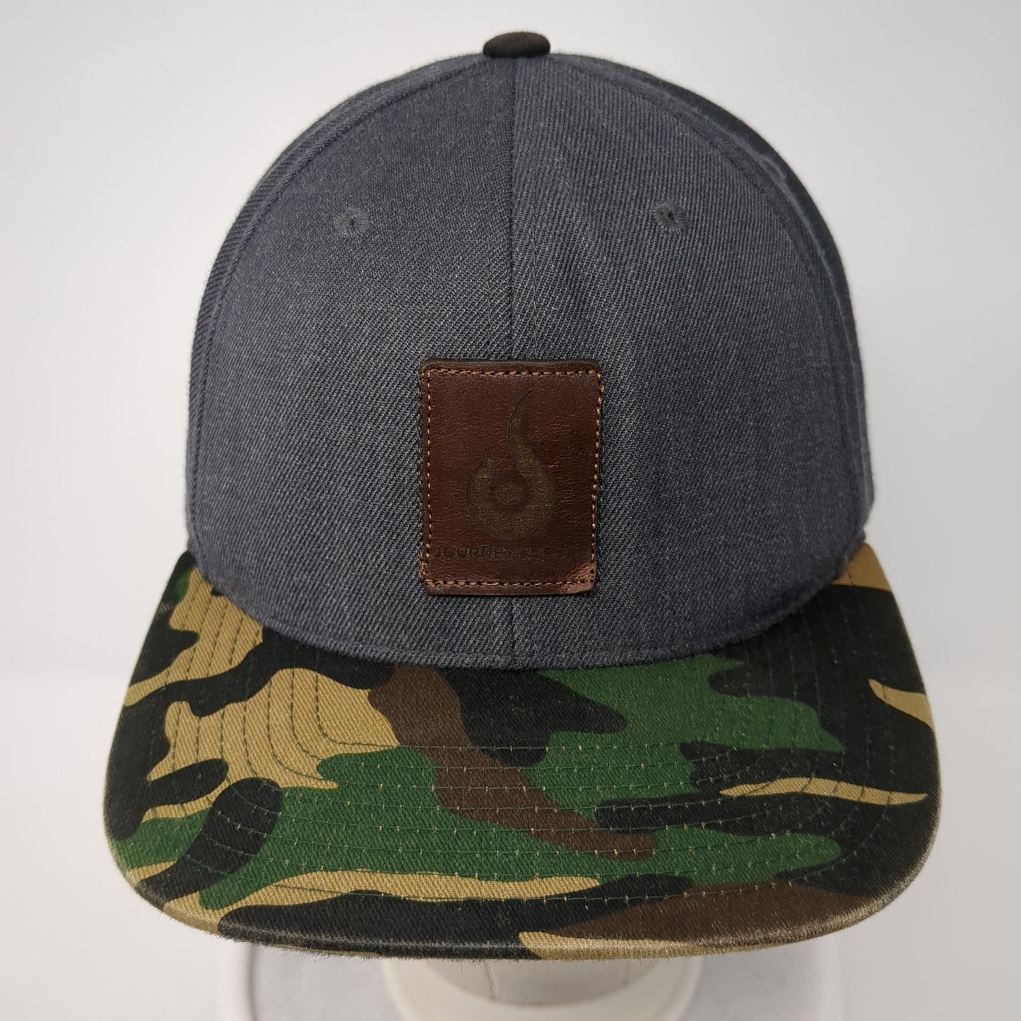 Leather Patch Logo Snapback Hat Multicolor Camo One Size Adjustable