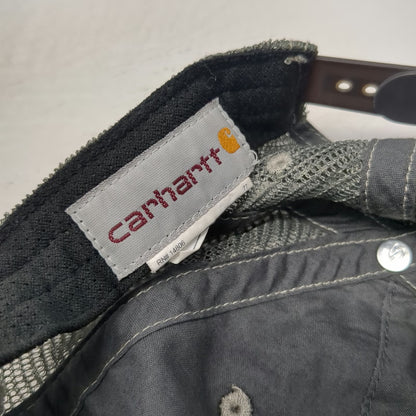 Carhartt Trucker Hat Gray Green Camo One Size Mesh Snapback Yellow Logo Outdoor