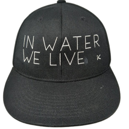 Flexfit Baseball Cap Black 7 1/4 In Water We Live HKD Hooked Isaac Long Hat