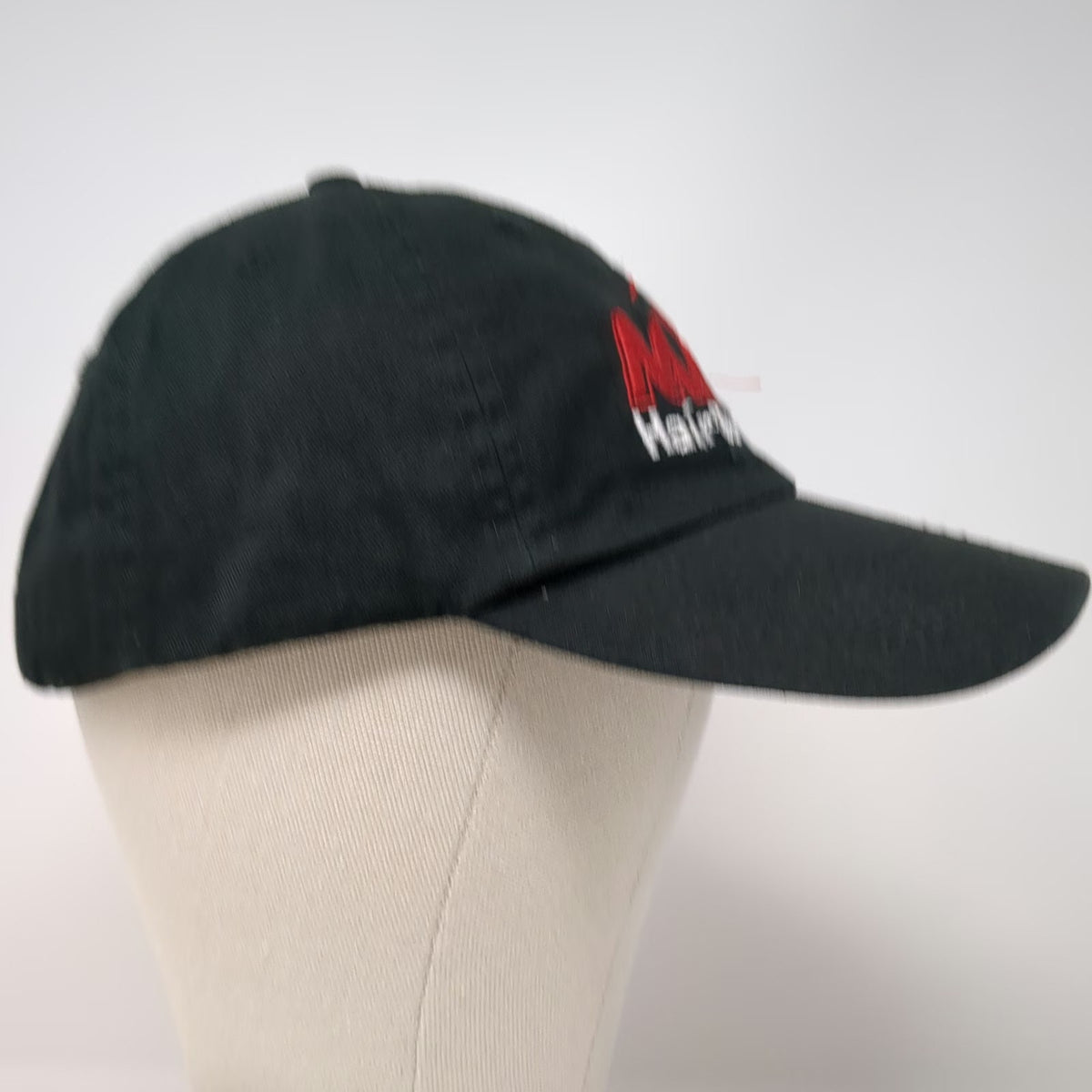 Black Baseball Cap One Size MAX Hair Don't Care Embroidered Logo Slideback Hat