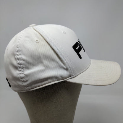 PING Men's Fitted Hat White Size S-M Embroidered Big Logo Nylon Blend