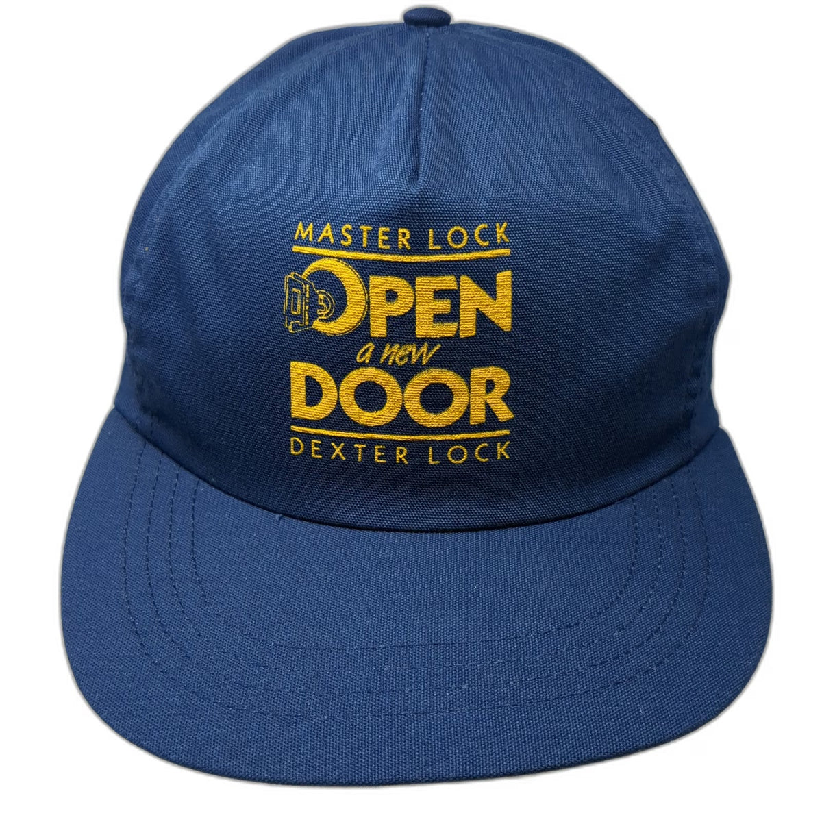 Master Dexter Lock Open A New Door 5 Panel Blue Snapback Hat USA Logo Vintage