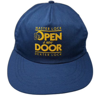 Master Dexter Lock Open A New Door 5 Panel Blue Snapback Hat USA Logo Vintage