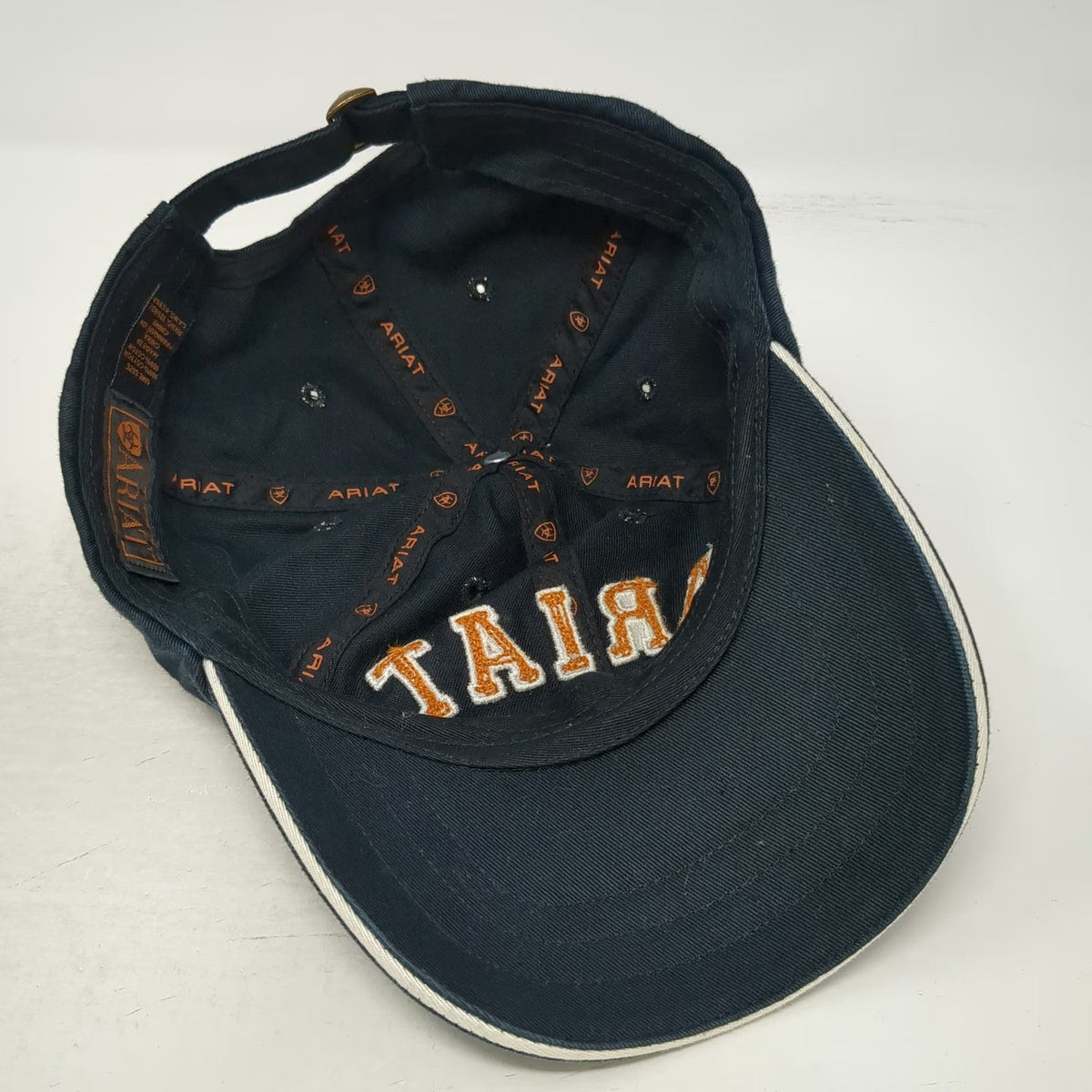 Ariat Baseball Cap Black One Size Slideback Orange Embroidered Logo Cotton Hat