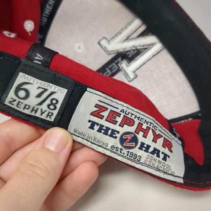 Zephyr Nebraska Huskers NCAA Red 6 7/8 Fitted Cap Wool Blend N Logo Mascot Hat