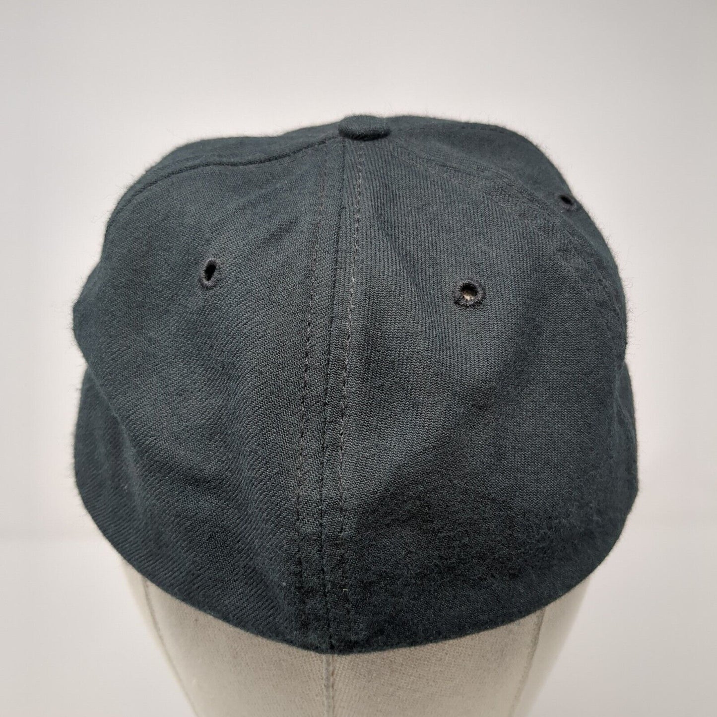 New Era Fitted Hat Black 6 7/8 Solid Blank 6 Panel Vent Holes Outdoor
