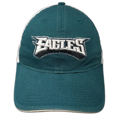 Philadelphia Eagles NFL Reebok Green White One Size Strapback Mesh Back Hat Brim