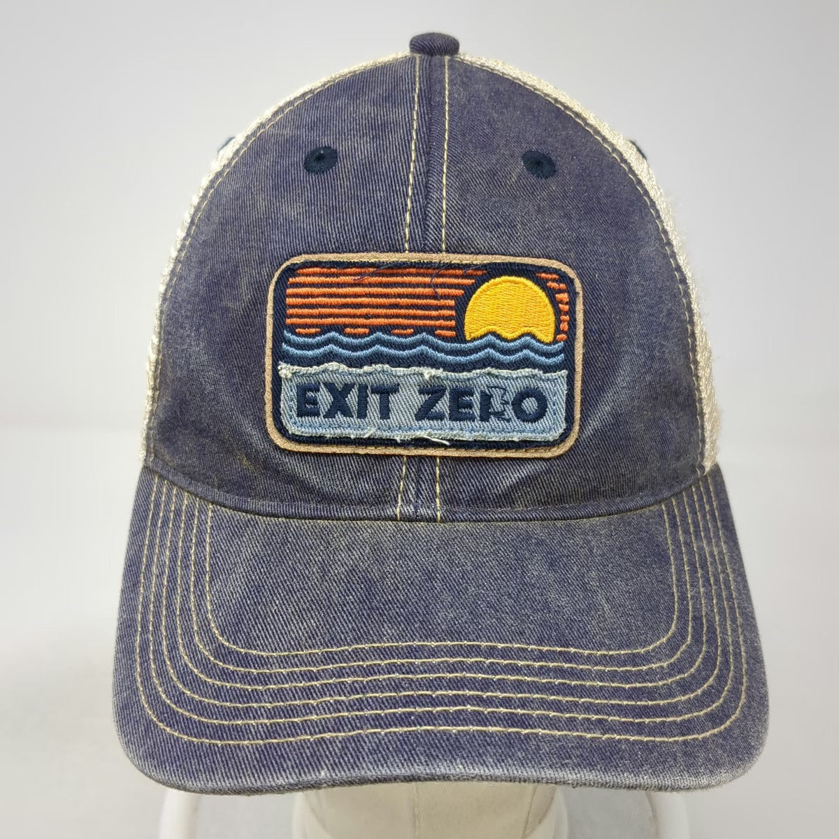 Legacy Exit Zero Blue One Size Trucker Hat Mesh Snapback Green Underbrim Patch