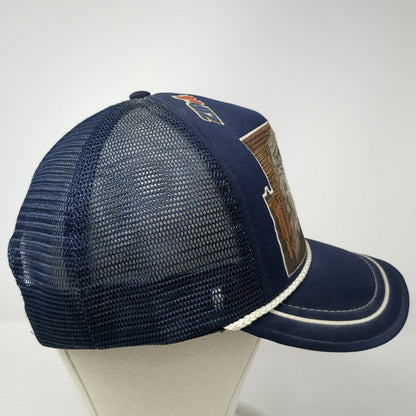 U.S. Crownco USPS Express Mail Eagle NYC Skyline Blue Trucker Hat One Size Rope