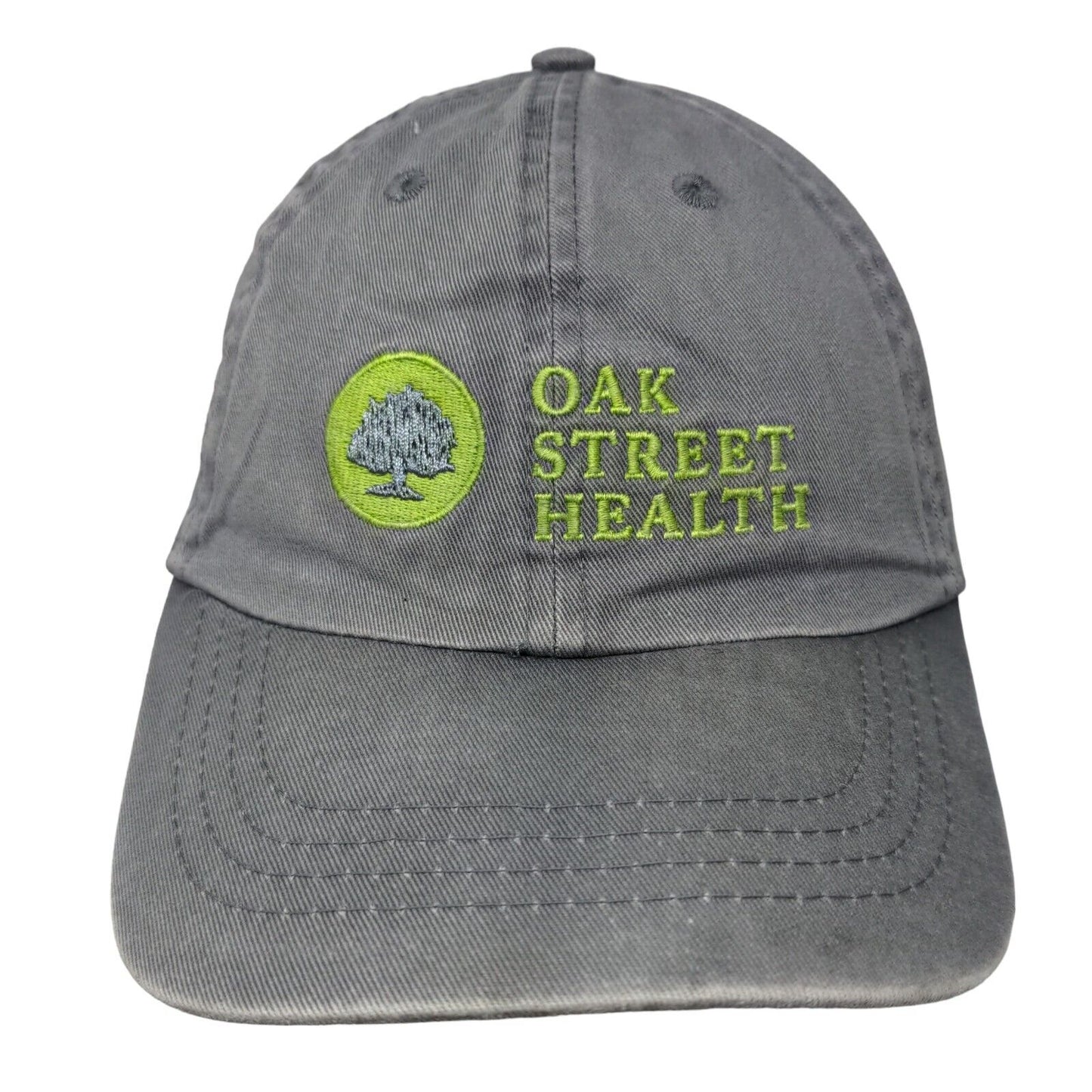 Oak Street Health Strapback Hat Gray One Size Embroidered Port & Company