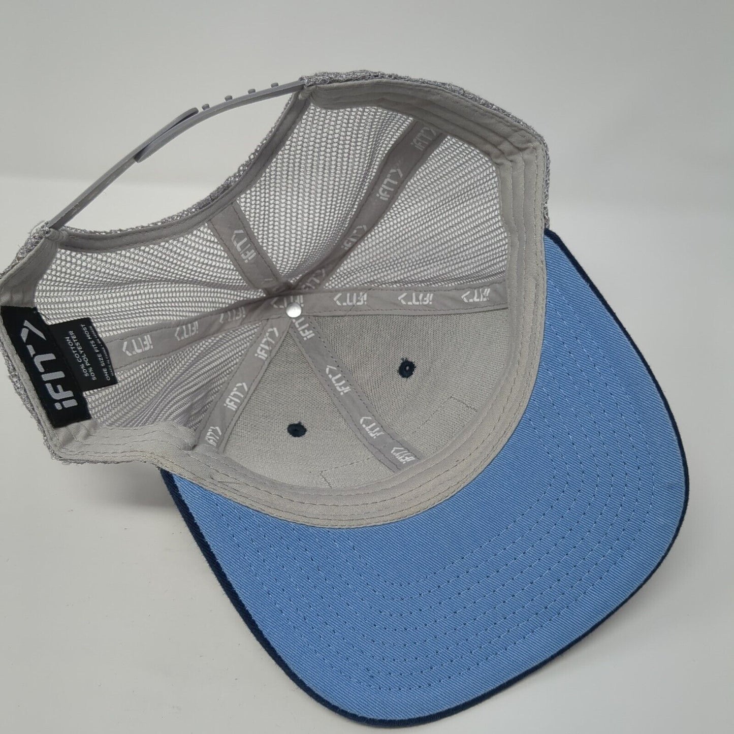 iFIT Summer Camp Patch Snapback Trucker Hat Blue One Size Mesh Back