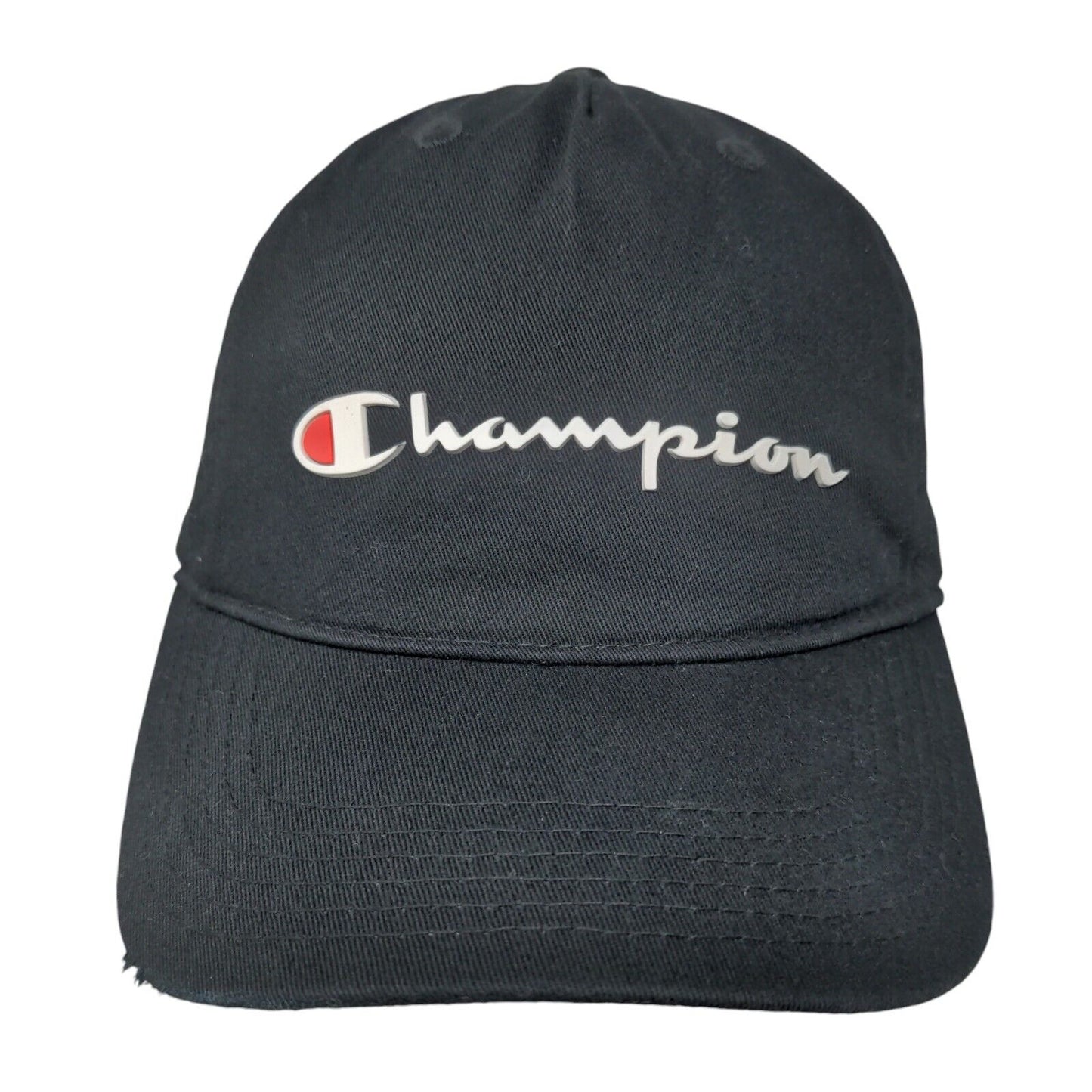 Champion Slideback Hat Black OSFA Adjustable C Logo Solid Vent Holes