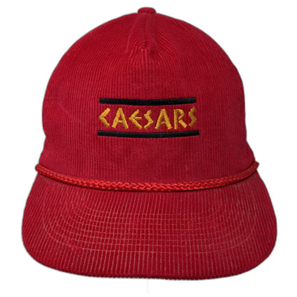 T.I. 5 Panel Red One Size Caesars Corduroy Rope Snapback Gold Logo Casino Hat