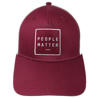 Sevenly Trucker Hat Red One Size People Matter Mesh Back Snapback Cotton Poly