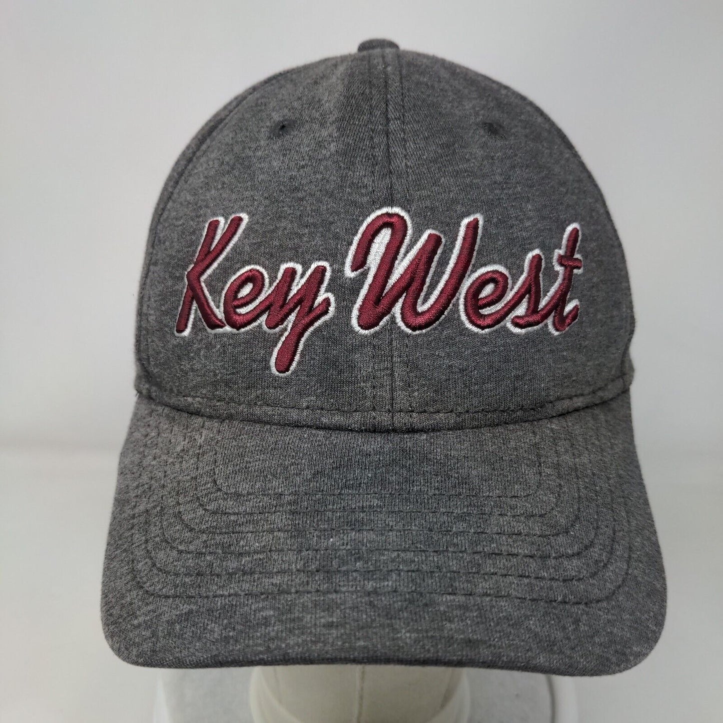 Key West Fitted Hat Gray One Size Adjustable Embroidered 6 Panel Essential Caps