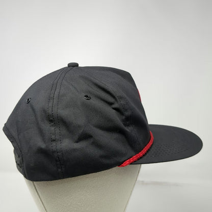 K-Products 5 Panel Black Hat One Size Rope Brim ABI Logo Structured USA Vintage