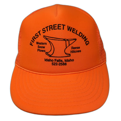 Otto Trucker Hat Orange One Size First Street Welding Anvil Mesh Snapback