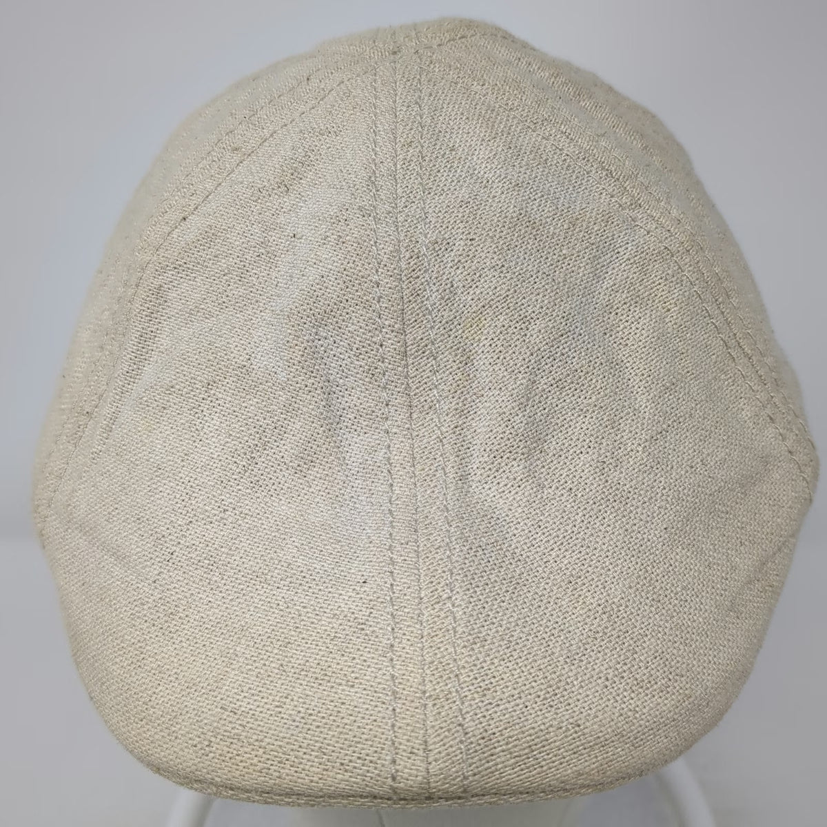 Vintage Crown Co Newsboy Cap Beige M Linen Cotton Paisley Lining Fitted Hat
