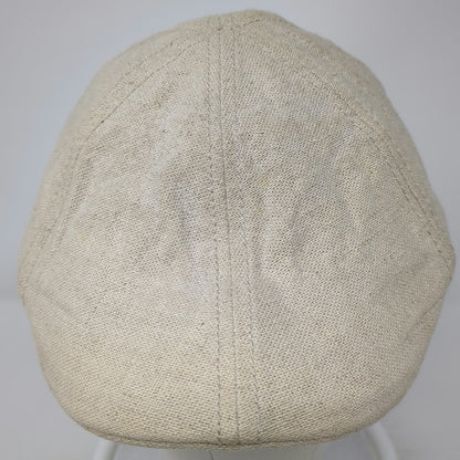 Vintage Crown Co Newsboy Cap Beige M Linen Cotton Paisley Lining Fitted Hat