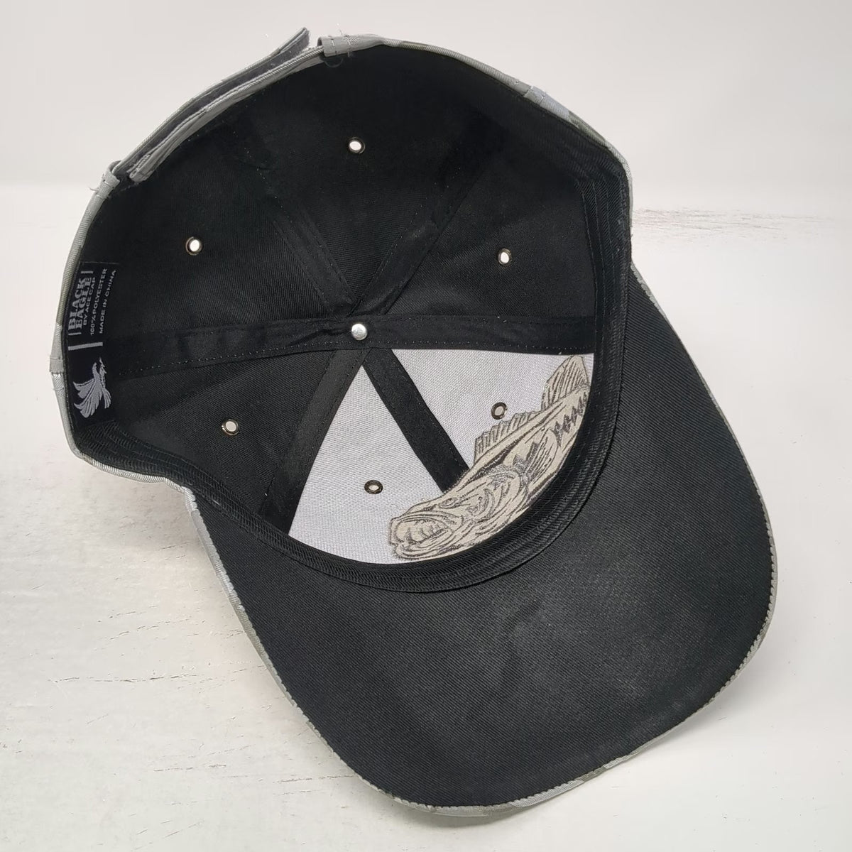 Black Eagle Gray Camo Gone Fishin Largemouth Bass One Size Baseball Cap Hat Fish