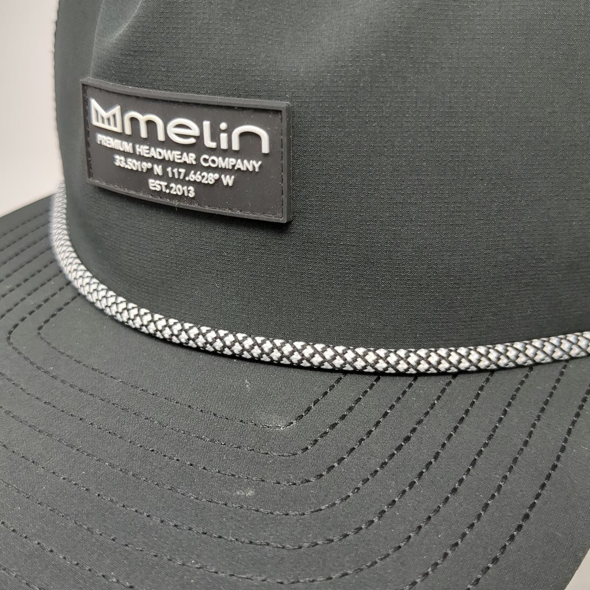 Melin Trucker Hat Black L Perforated Rope Flat Brim Hydro Coronado Poly Snapback