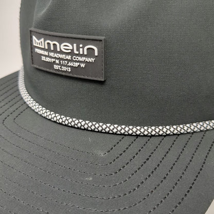 Melin Trucker Hat Black L Perforated Rope Flat Brim Hydro Coronado Poly Snapback