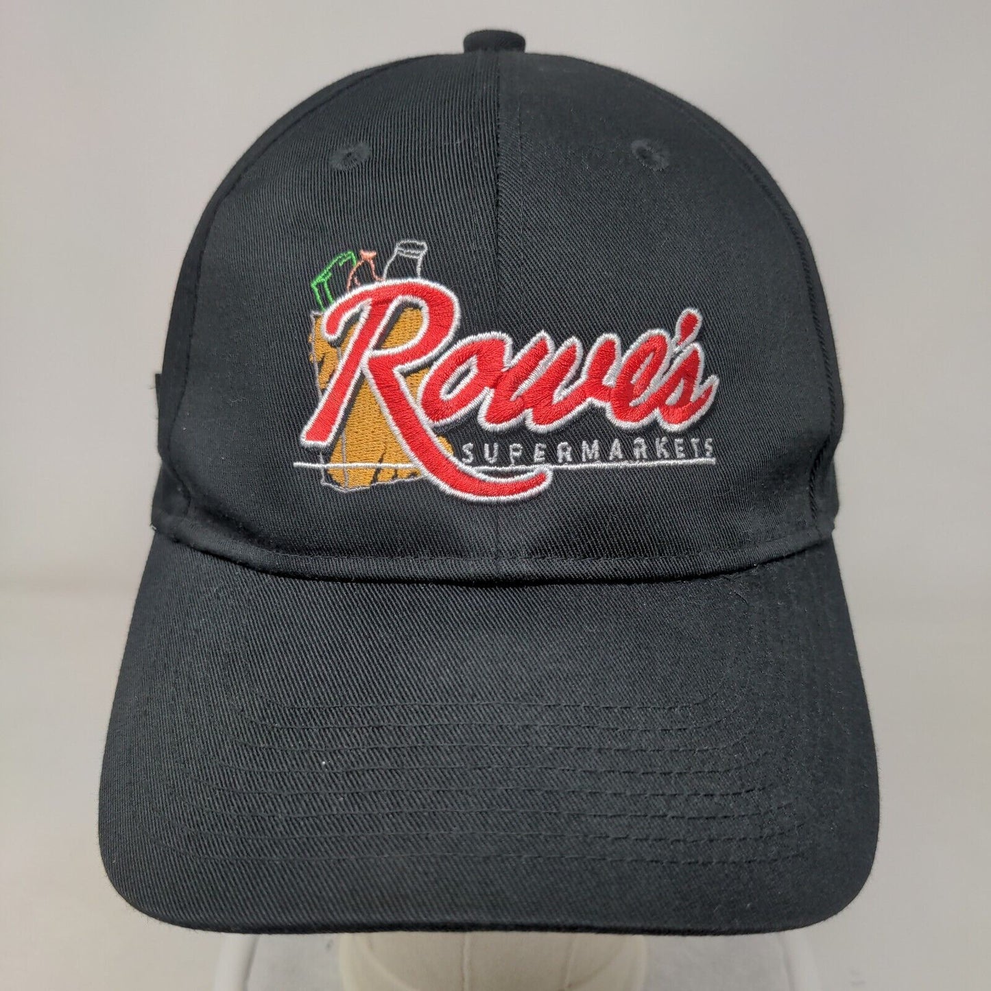 Rowe's Supermarket Slideback Hat Black One Size Embroidered Port Authority