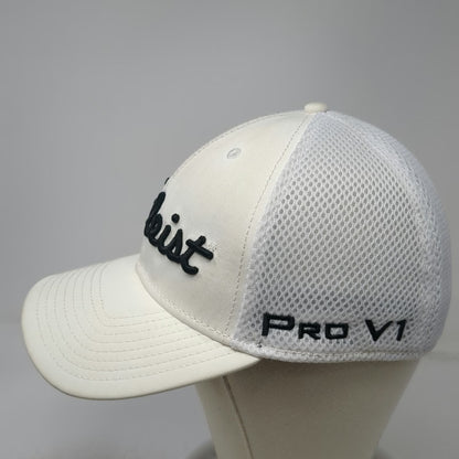 Titleist Baseball Cap White L Mesh Back Pro V1 FootJoy New Era Stretch Golf Hat
