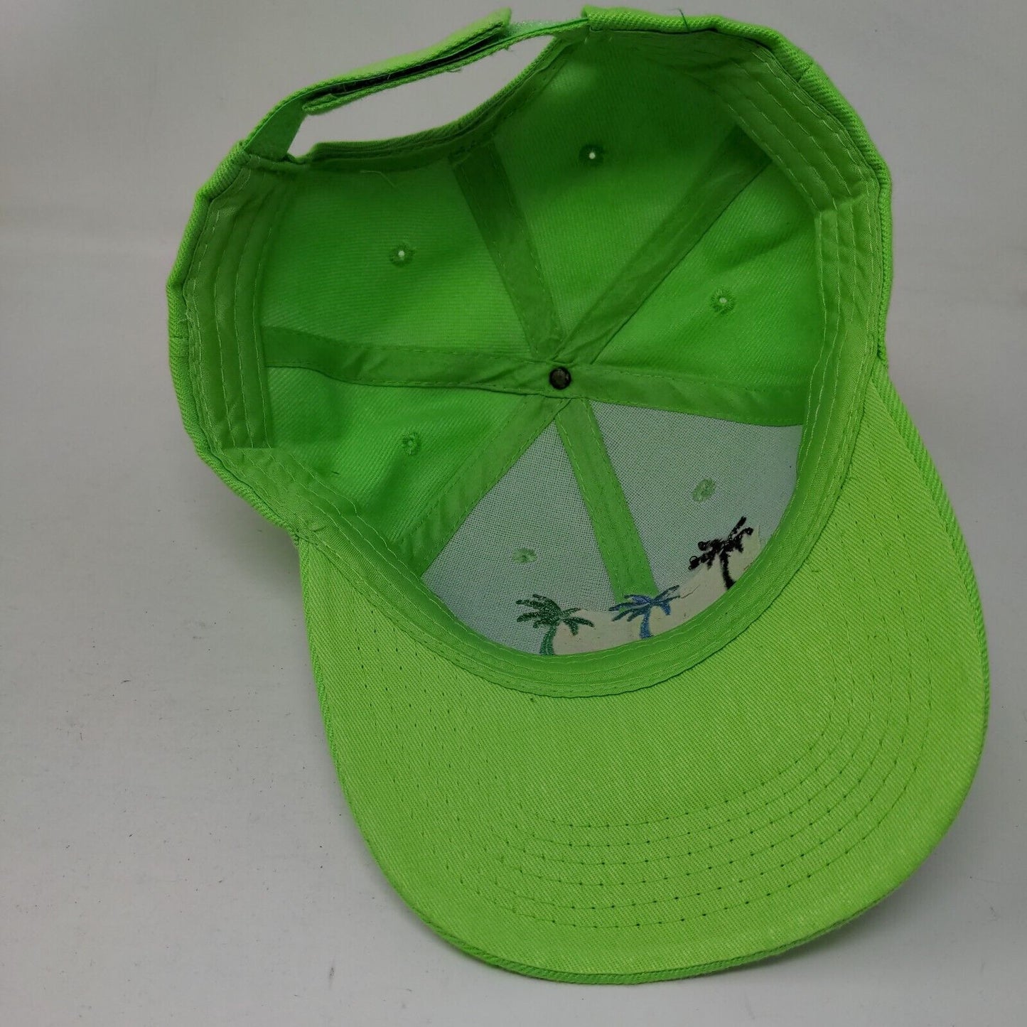St. Lucia Strapback Hat Green One Size Adjustable Embroidered Palm Tree 6 Panel