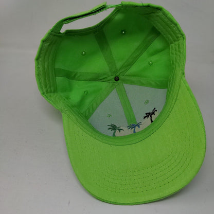 St. Lucia Strapback Hat Green One Size Adjustable Embroidered Palm Tree 6 Panel