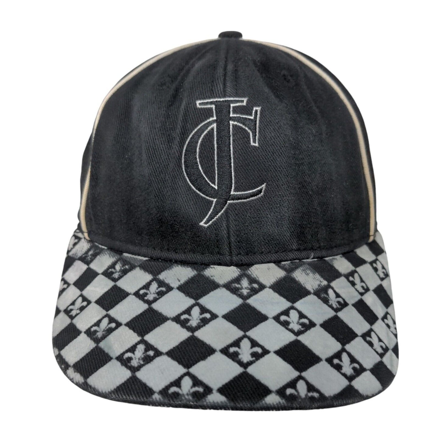 Jacques Cardin Cognac Fitted Hat Black OSFA Adjustable Embroidered Fleur-de-lis