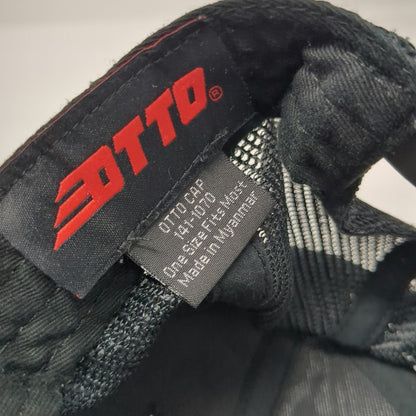Otto Trucker Hat Black One Size Mesh Back Snapback Wave Patch Structured Crown