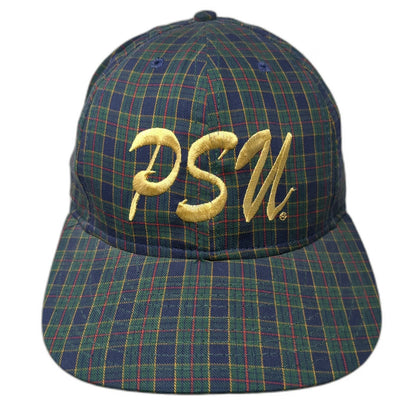 Crable Sportswear Snapback Blue OS PSU Plaid Gold Embroidery Hat Grey Vintage