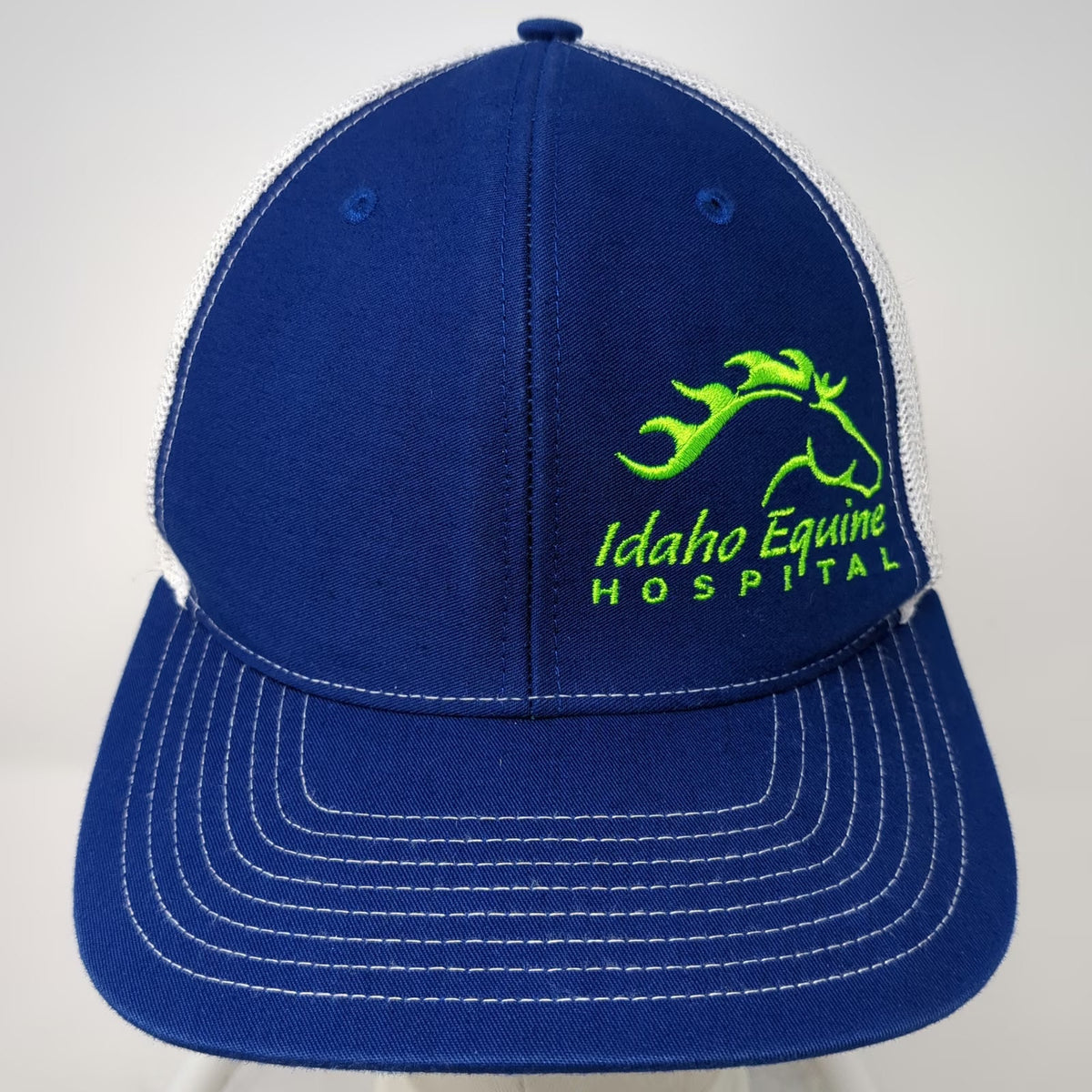 Richardson Trucker Hat Blue One Size Idaho Equine Hospital Horse Mesh Snapback