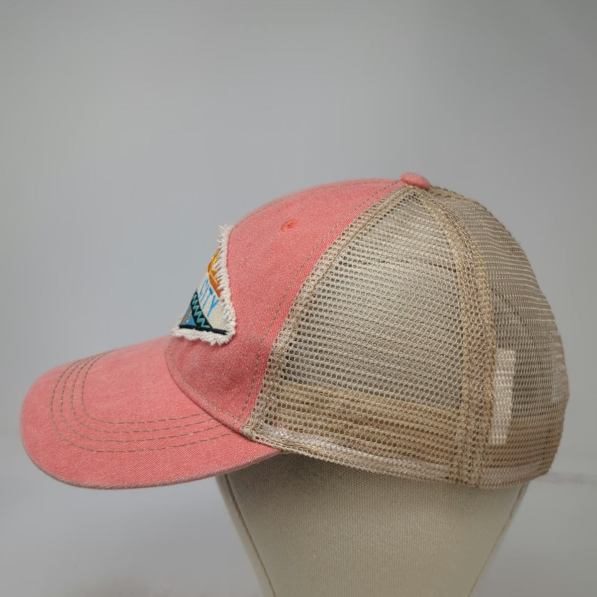 Sunsations Trucker Hat Pink Beige One Size Ocean City Maryland Patch Snapback