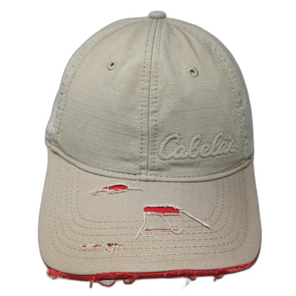 Cabela's Baseball Cap Beige Red S Noble Wear Strapback Hat Outdoor Hunting Logo