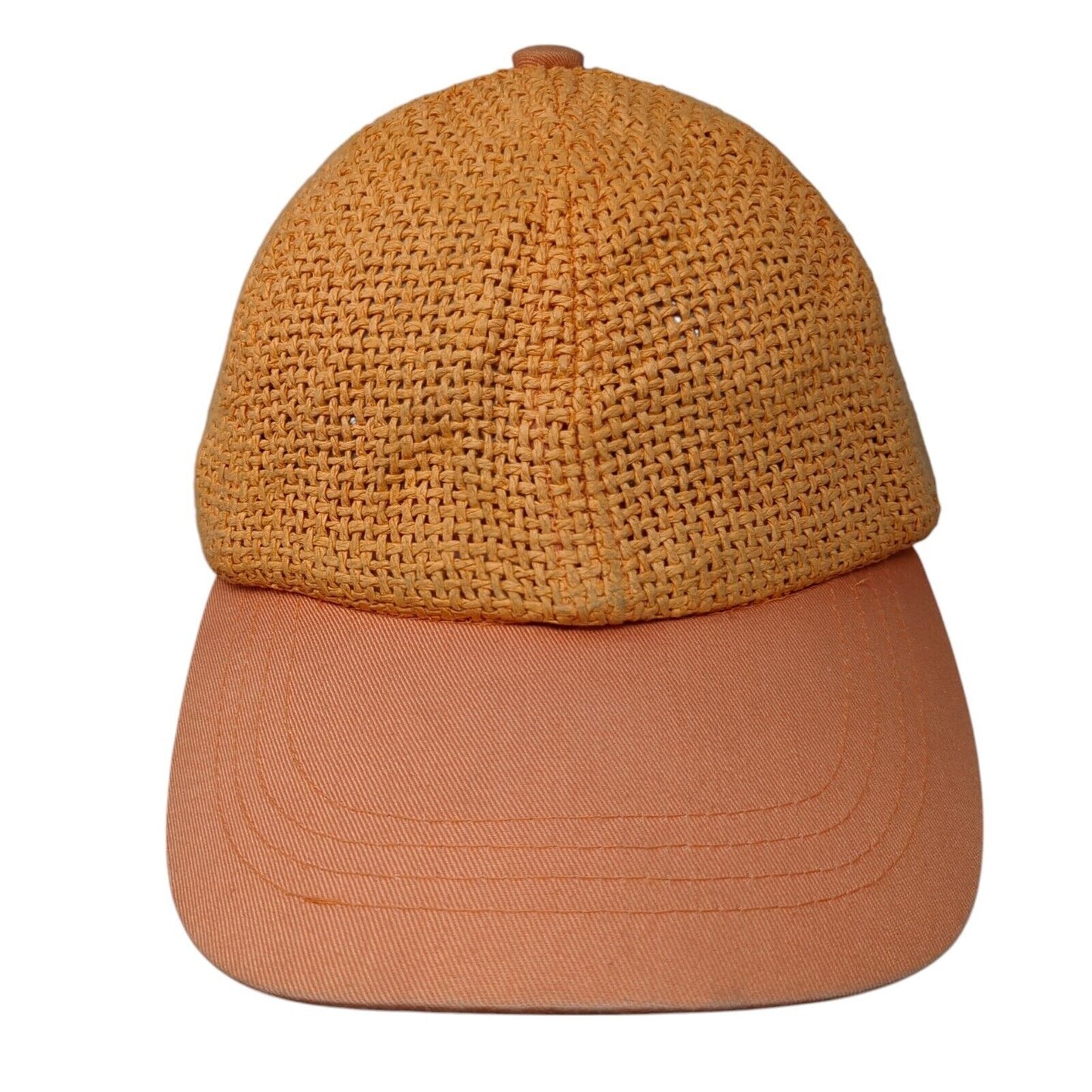 Unbranded Strapback Straw Hat Orange OSFA Adjustable Breathable 6 Panel Blank