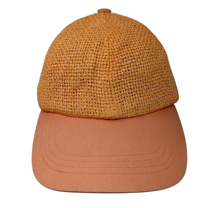 Unbranded Strapback Straw Hat Orange OSFA Adjustable Breathable 6 Panel Blank