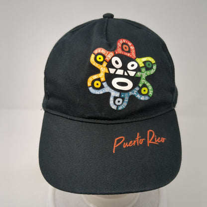 Puerto Rico Strapback Baseball Cap Black One Size Adjustable Embroidered