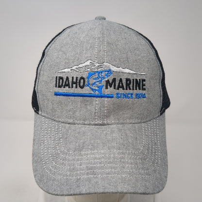 Idaho Marine Trucker Hat Gray One Size Adjustable Embroidered Mesh Back 6 Panel