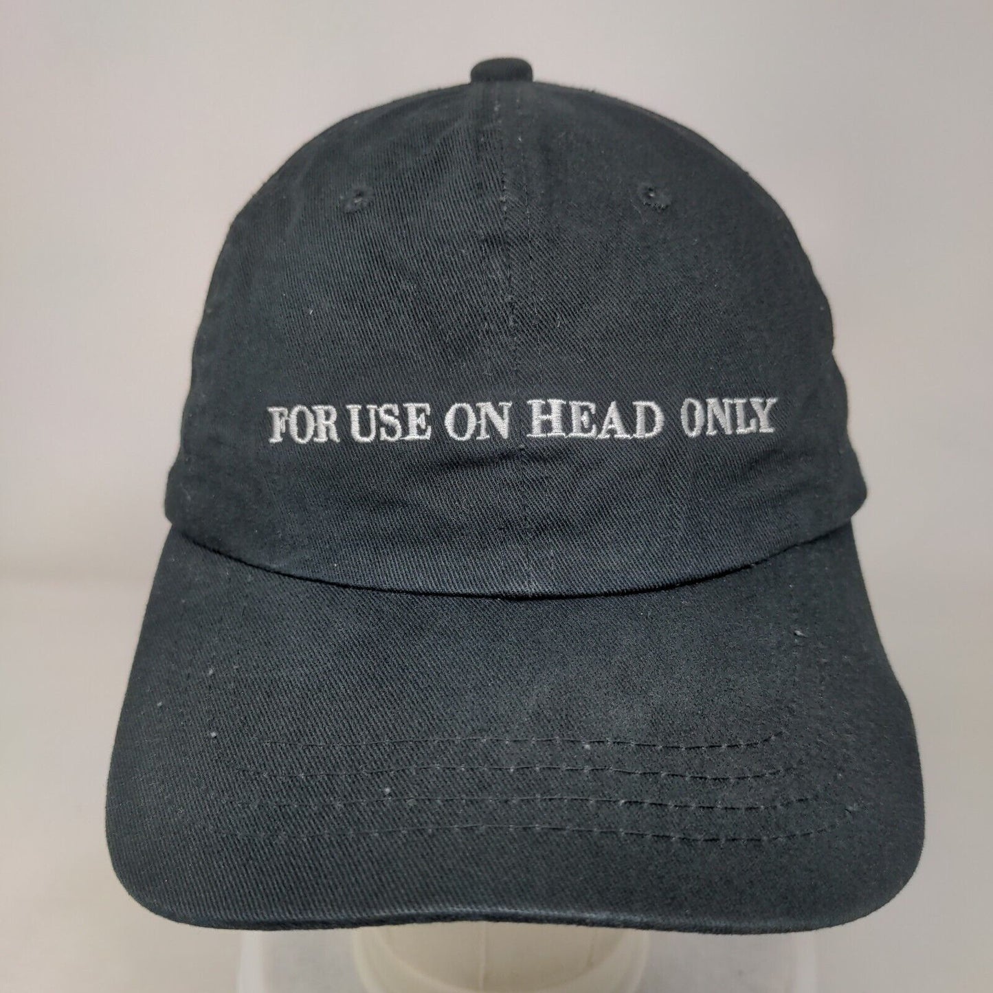 For Use On Head Only Slideback Hat Black One Size Embroidered 6 Panel