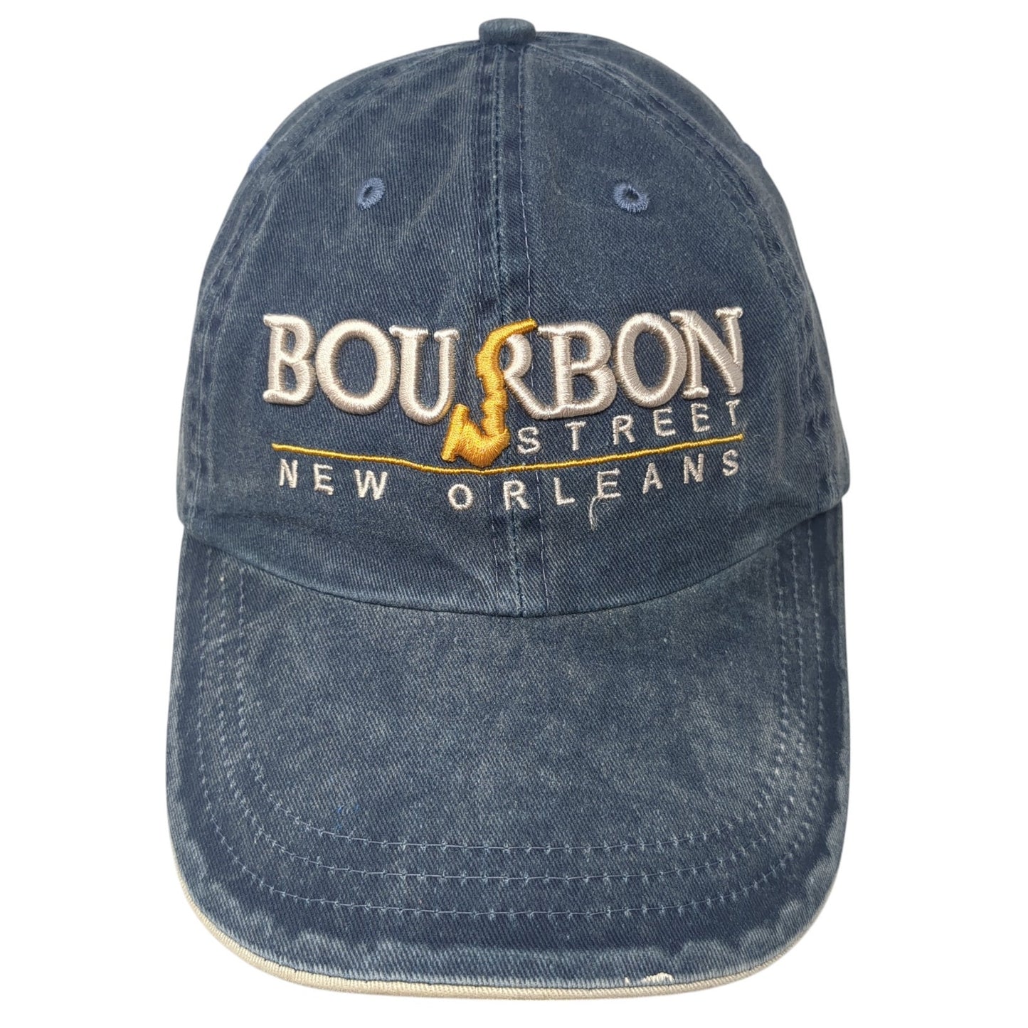 Bourbon Street New Orleans Strapback Hat Blue One Size Adjustable